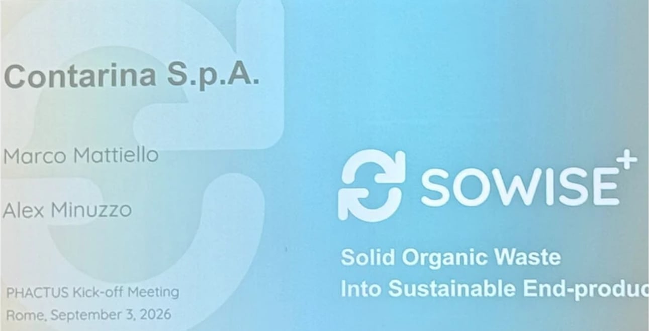 Opening slide of the SOWISE+ presentation by Contarina S.p.A. at the PHACTUS Kick-off Meeting in Rome, 3 September 2026
