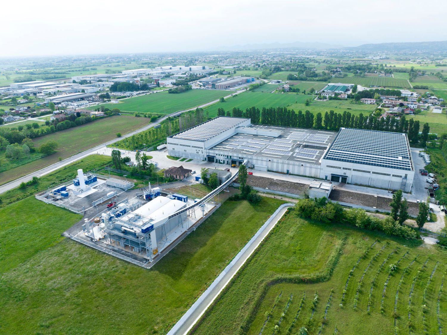 Aerial view of the SOWISE+ flagship biorefinery facility